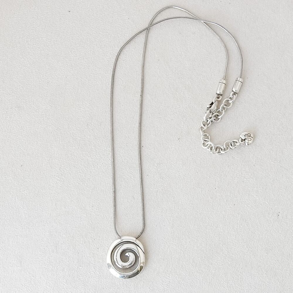 Brighton Vertigo Silver Swirl Pendant Necklace Lobster Claw 16-18 Style JN7200